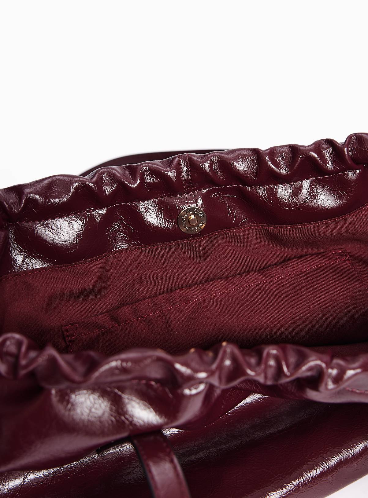 Dark Red Drawstring Gathered Top Shopper Bag One Size - Image 4